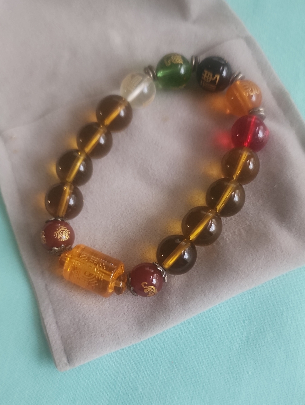 Wealth Manifestation Multicolor Gemstone Crystal Bead Stretch Bracelet - Citrine